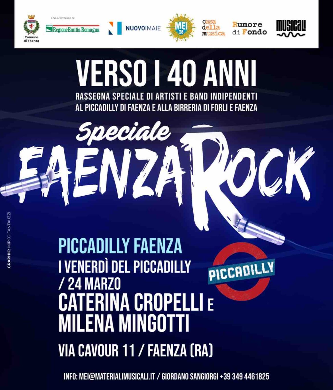 Venerdì 24 marzo prosegue Verso Faenza Rock al Piccadilly di Faenza suonano le cantautrici Caterina Cropelli e Milena Mingotti a cura del MEI e della Casa della Musica