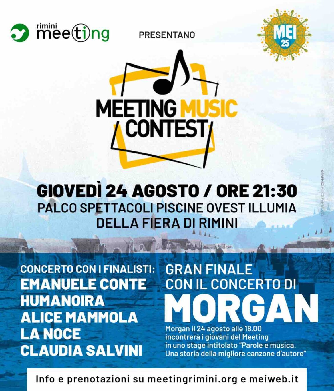 Giovedì 24 agosto arriva la finale del Meeting Music Contest con Morgan