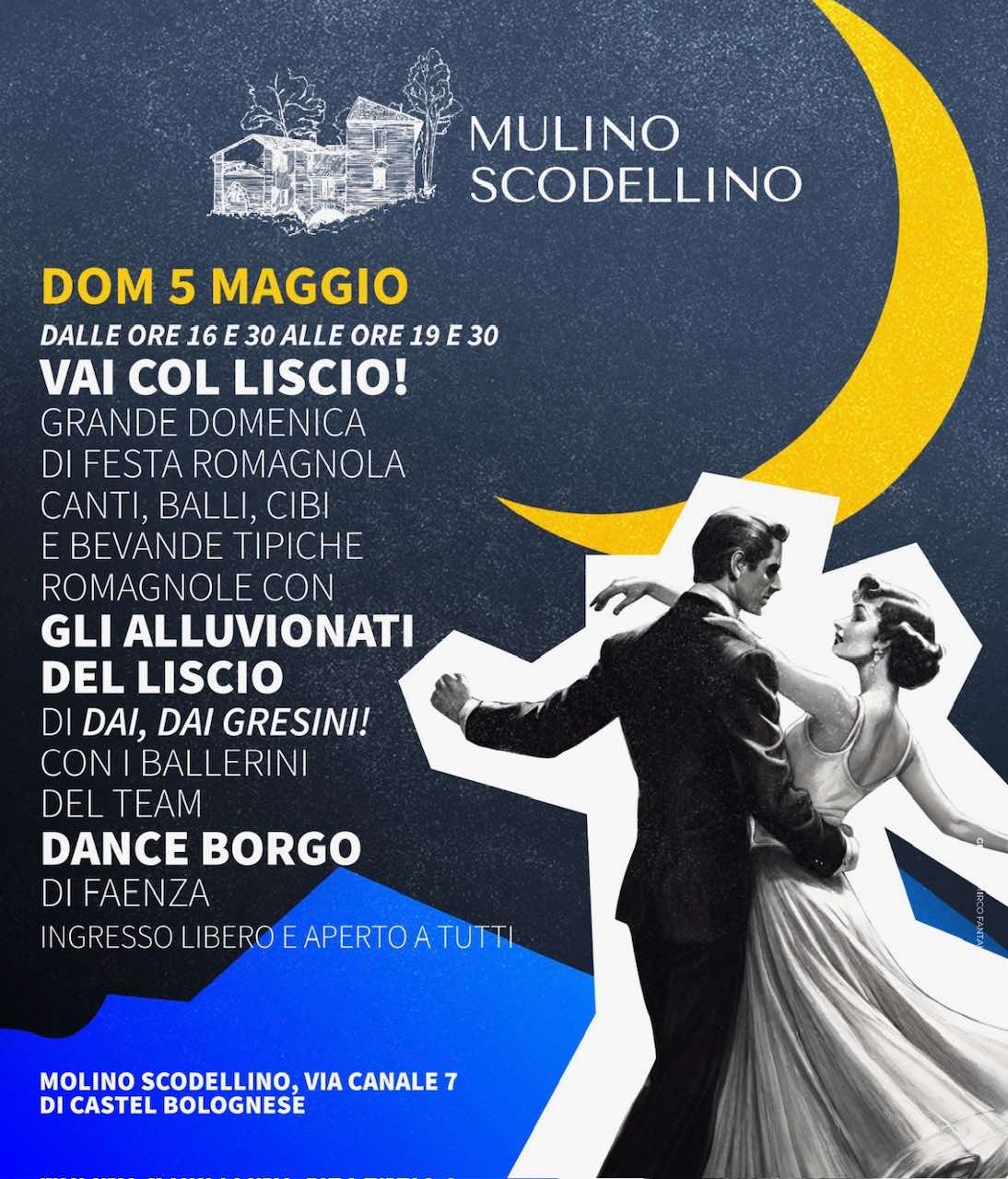 Domenica 5 Maggio: Vai col Liscio! Una grande festa Romagnola con canti, balli e cibo al Mulino Scodellino