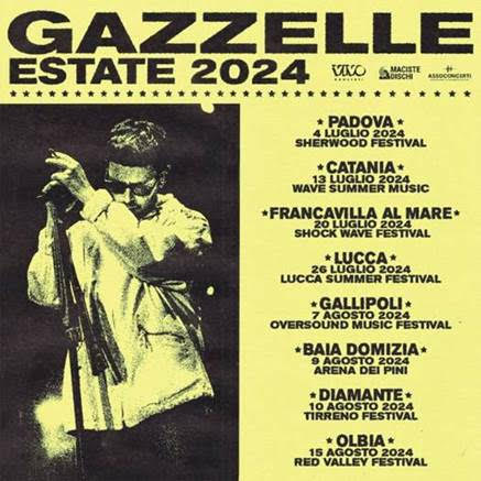 GAZZELLE: dopo aver annunciato i due imperdibili appuntamenti per il 2025, dal 4 luglio tornerà sui palchi di tutta Italia per il suo tour estivo.