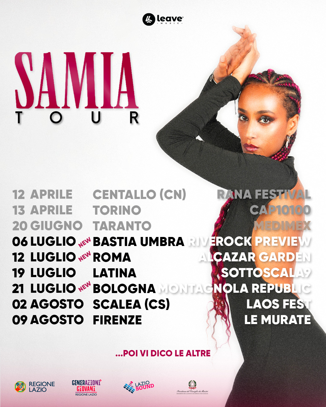 SAMIA: si arricchisce di nuove date il tour estivo