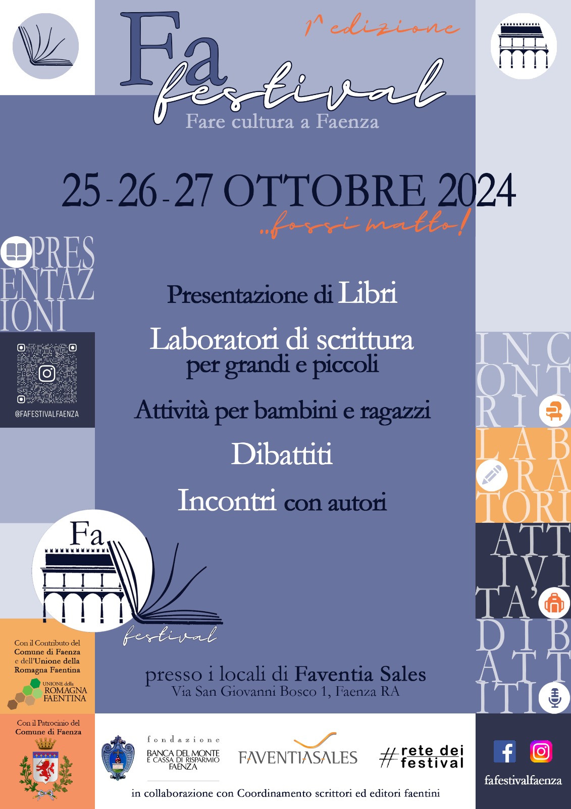  Nasce Fa Festival, il Primo festival letterario faentino, dal 25 al 27 ottobre