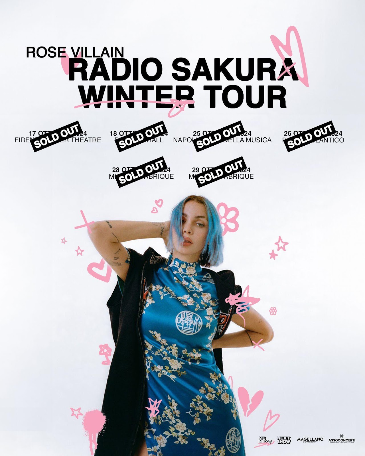  ROSE VILLAIN: è pronta ad infiammare i club con il suo “Radio Sakura Winter Tour 2024”, tutto completamente sold out.