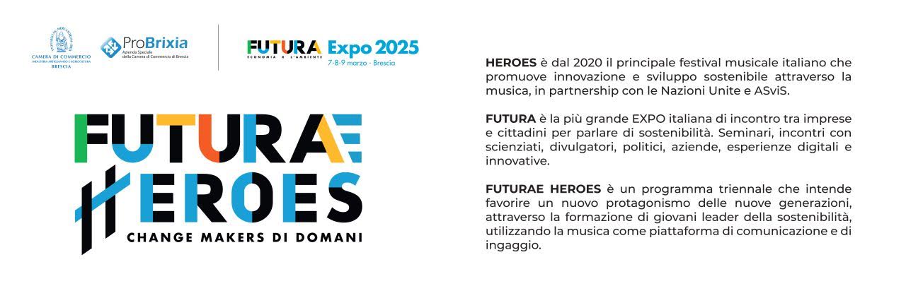 Il 5 dicembre a Brescia con BigMama il primo appuntamento di FUTURAE HEROES, progetto per promuovere un nuovo modello economico sostenibile attraverso la musica, di MUSIC INNOVATION HUB e FUTURA EXPO