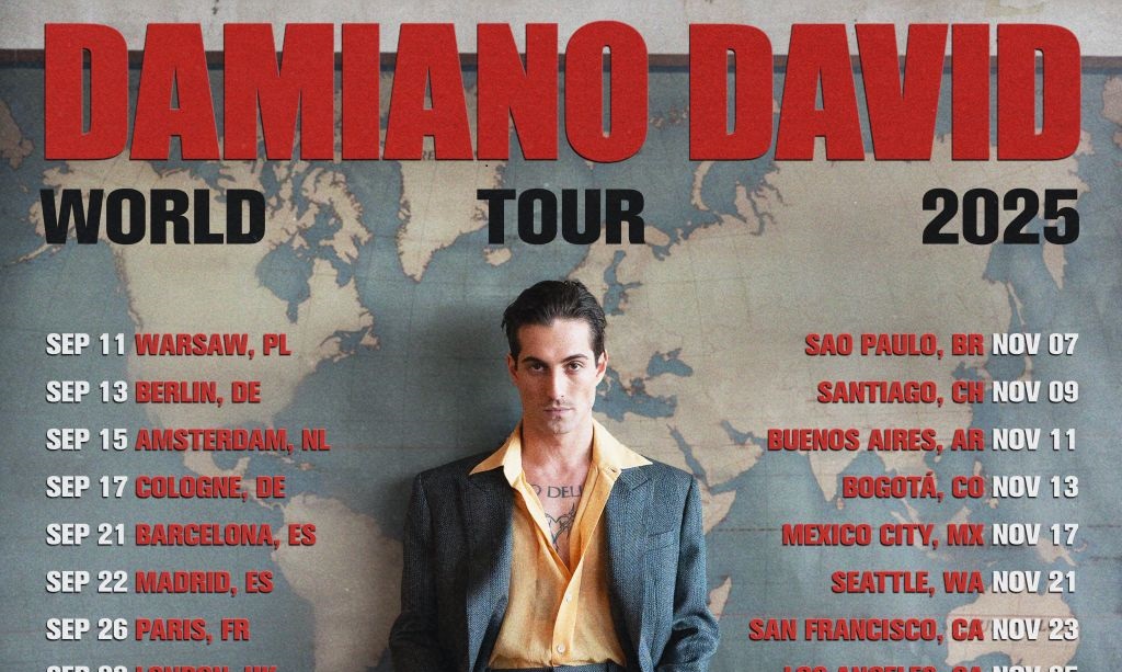 DAMIANO DAVID: da settembre 2025 parte il tour mondiale, oltre 30 date tra Europa, Asia, America e Australia. Due imperdibili live in Italia, il 7 ottobre a Milano e l’11 ottobre a Roma.