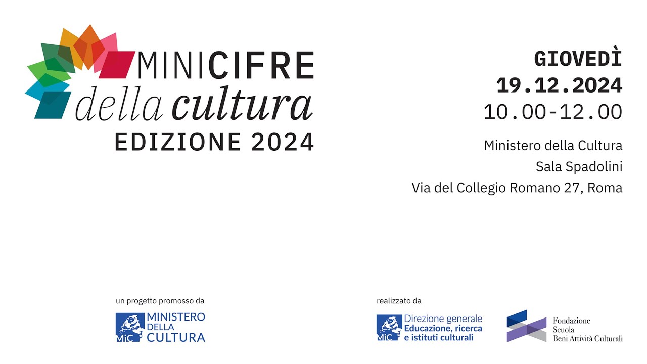MiC, il 19/12 presentazione “Minicifre della cultura” 2024 – Ministero della cultura