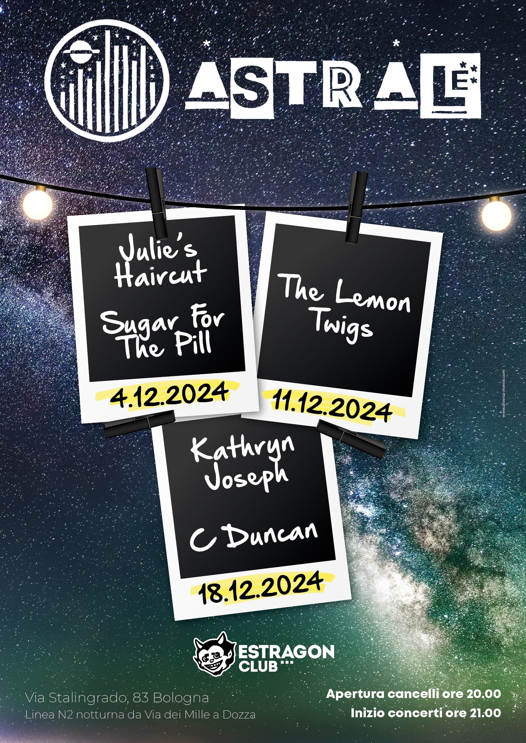 Estragon Club presenta ASTRALE_Julie’s Haircut; Sugar For The Pill; The Lemon Twigs; Kathryn Joseph e C Duncan
