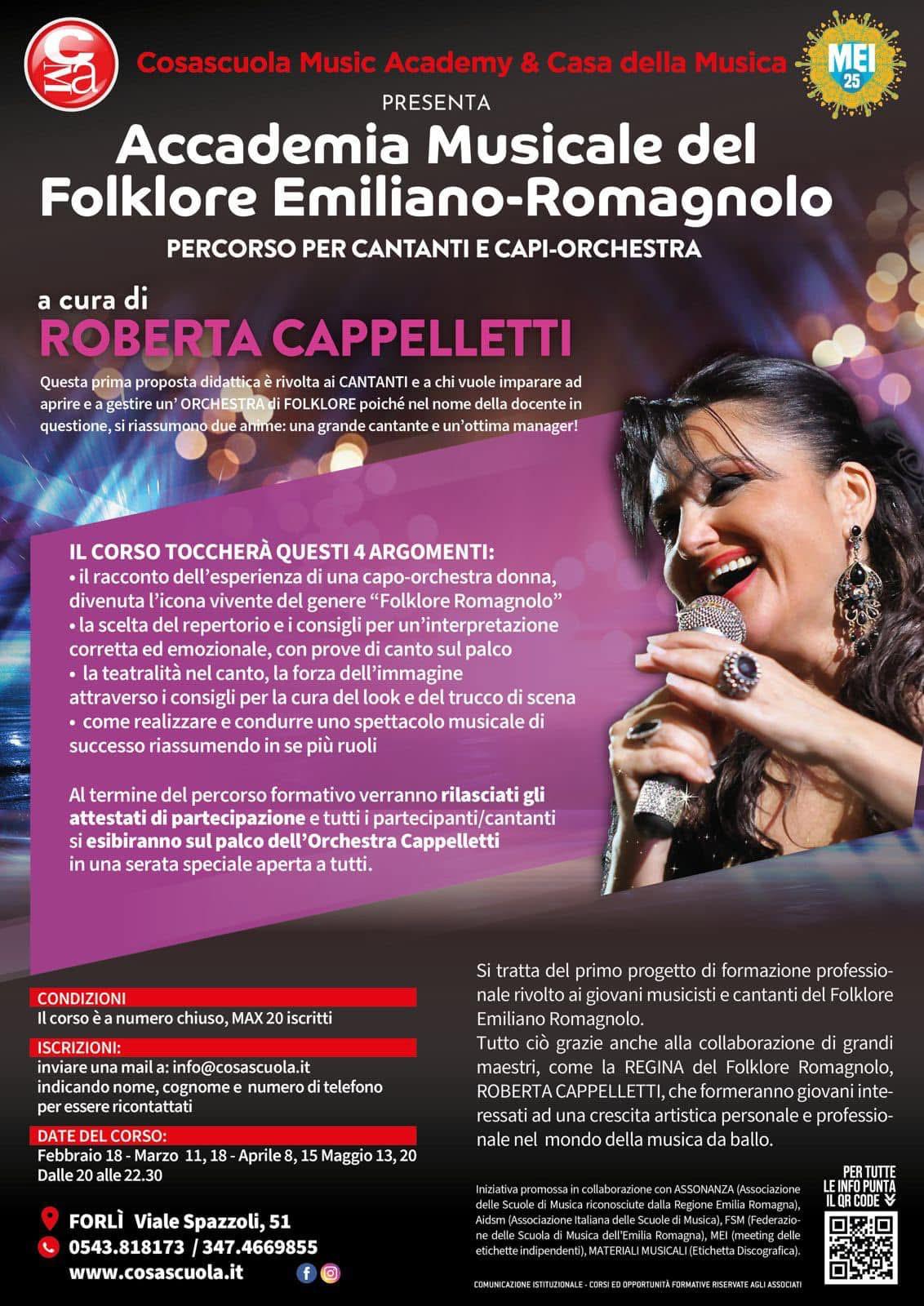 Cosascuola Music Academy & Casa della Musica presentano: l’Accademia Musicale del Folklore Emiliano- Romagnolo, un corso di Roberta Cappelletti