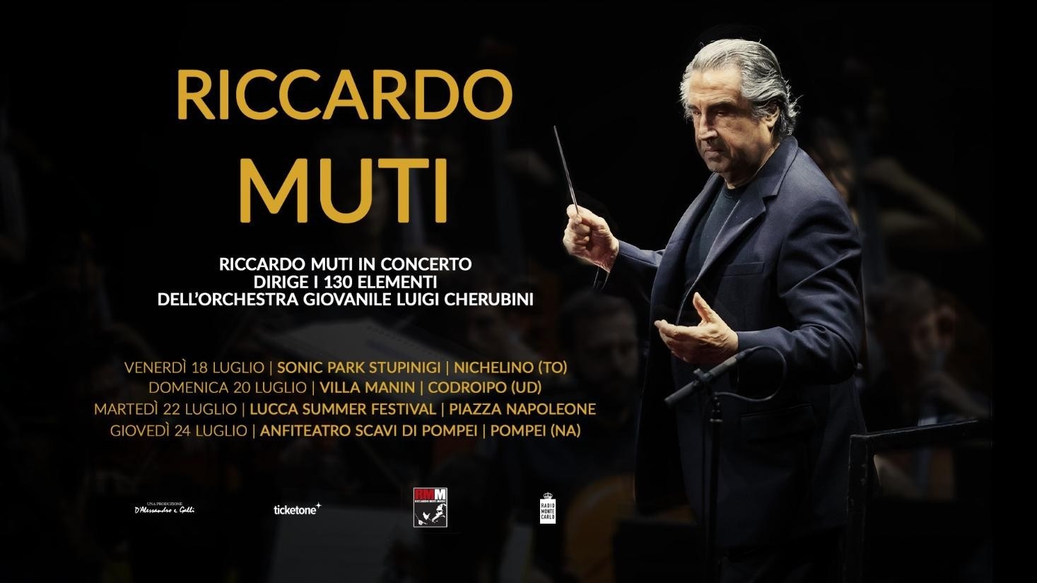 RICCARDO MUTI dirige l’Orchestra Luigi Cherubini, dal 18 al 24 luglio, per 4 concerti speciali in 4 luoghi d’eccezione