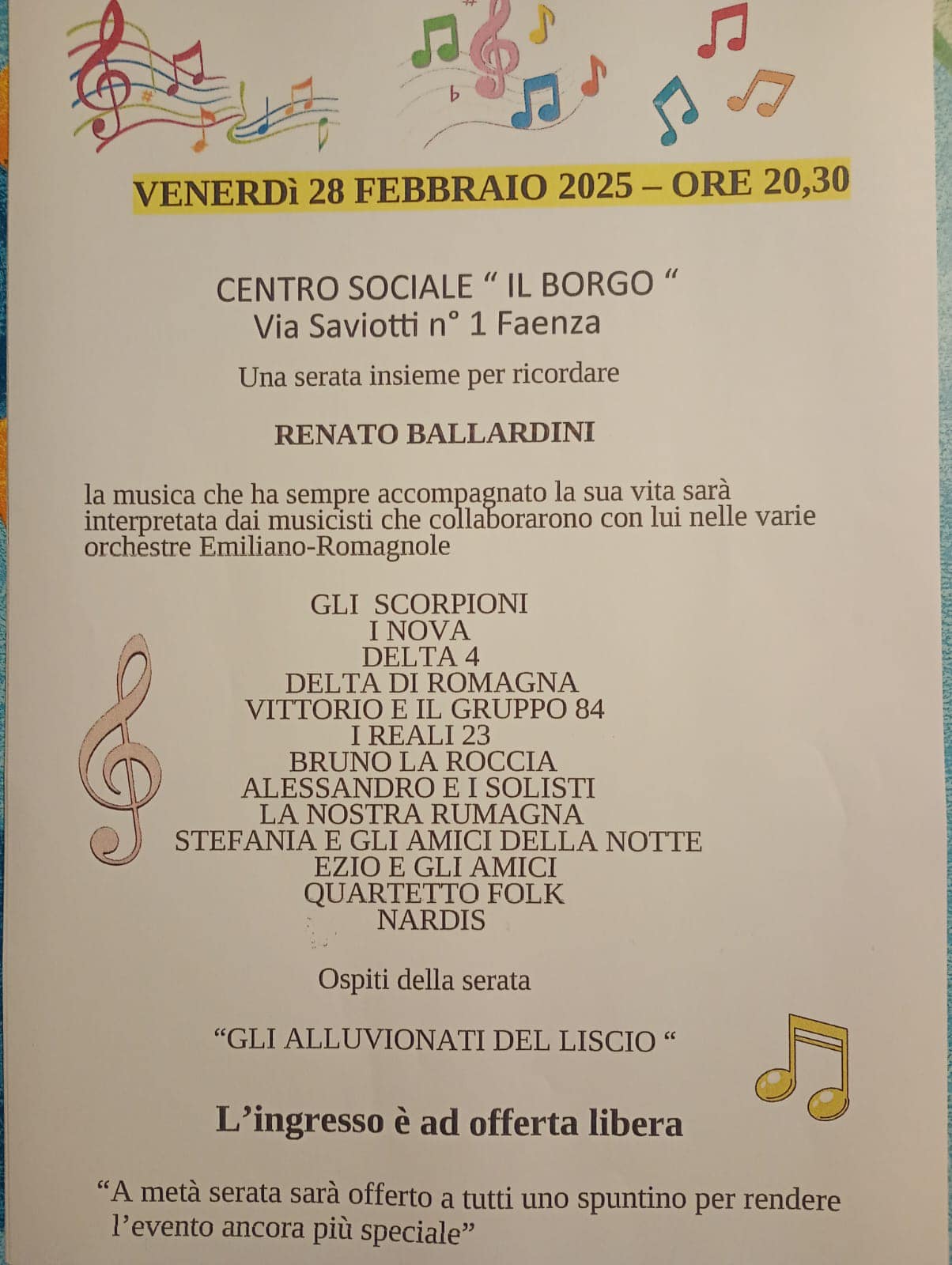 Una serata di musica e memoria: Faenza omaggia il sax di Renato Ballardini il 28 febbraio al Centro Il Borgo