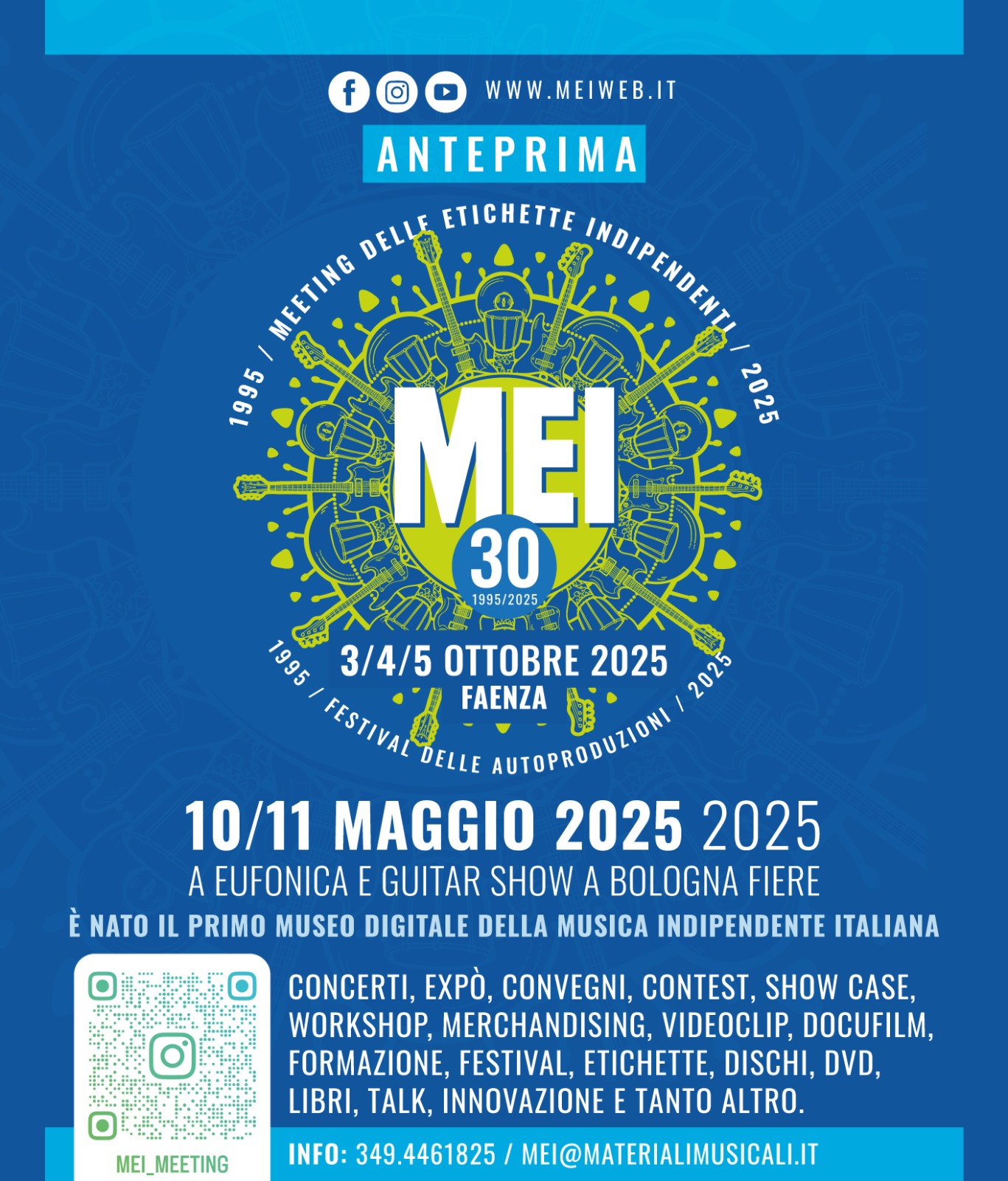 MEI 30 ANNI: Ecco le date di Faenza dal 3 al 5 ottobre e Anteprima a Eufonica a Bologna Fiere il 10 e 11 maggio