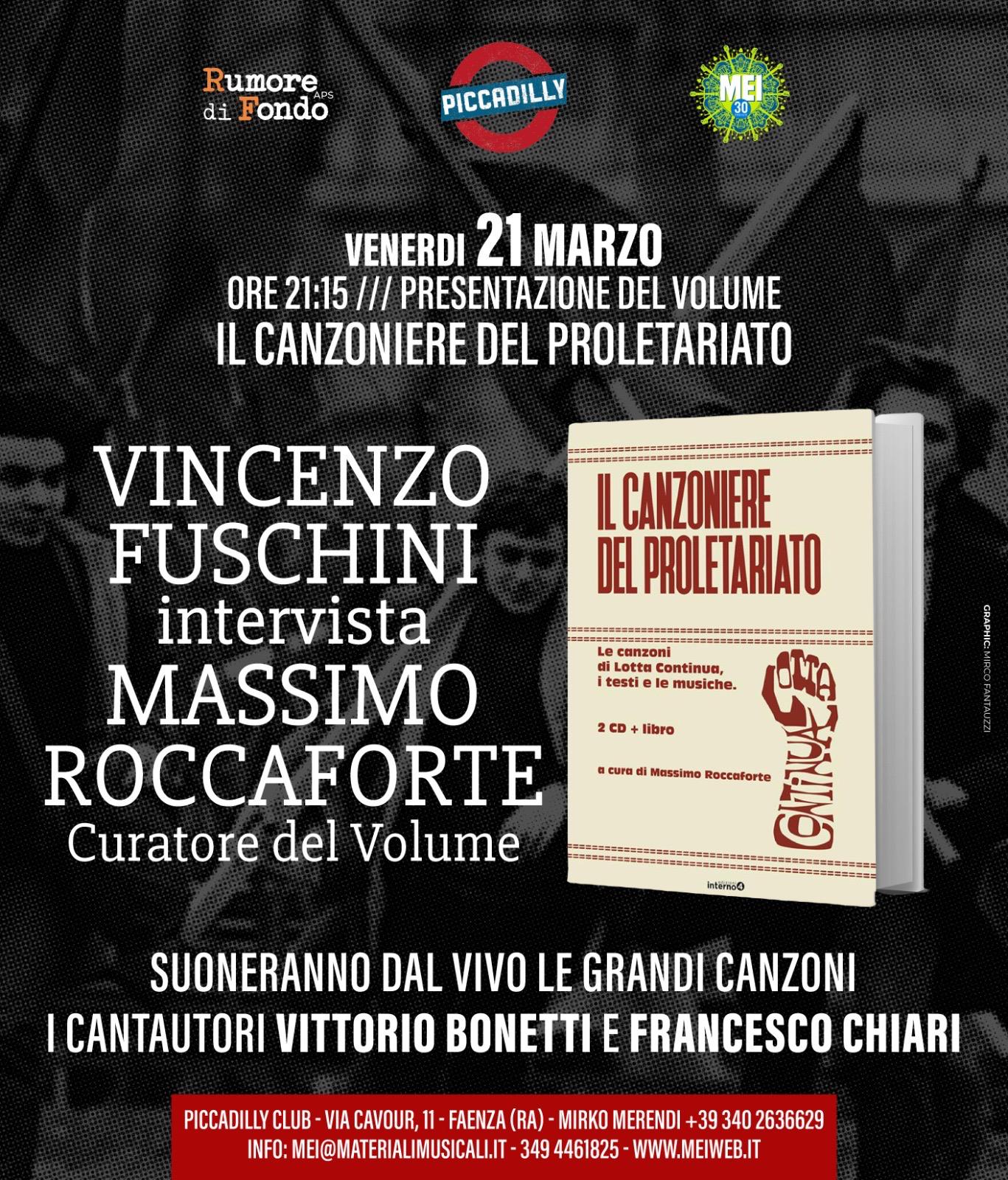 “Il Canzoniere del Proletariato”: Presentazione al Piccadilly Club