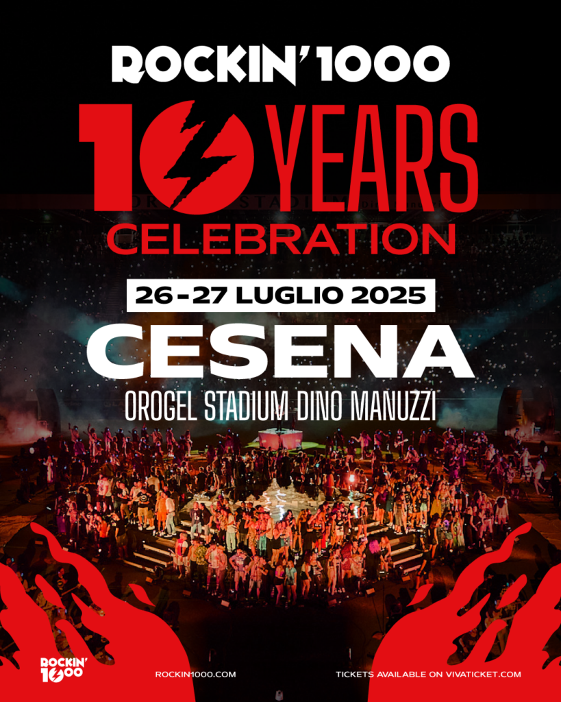 Rockin’1000 celebra 10 anni con un evento epico a Cesena il 26 e 27 luglio