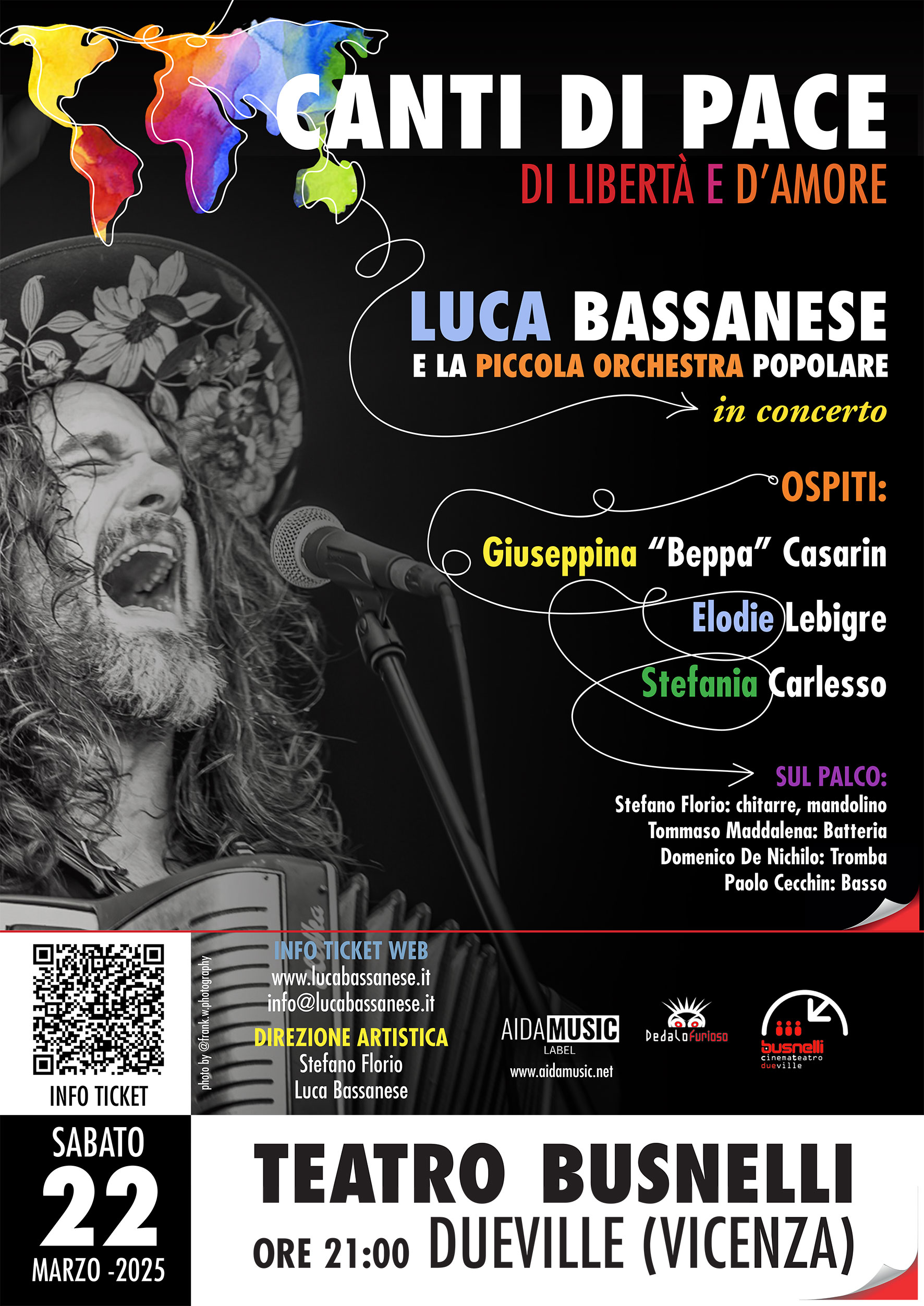 Luca Bassanese, Evento Speciale Sabato 22 marzo: “CANTI DI PACE, DI LIBERTÀ E D’AMORE”
