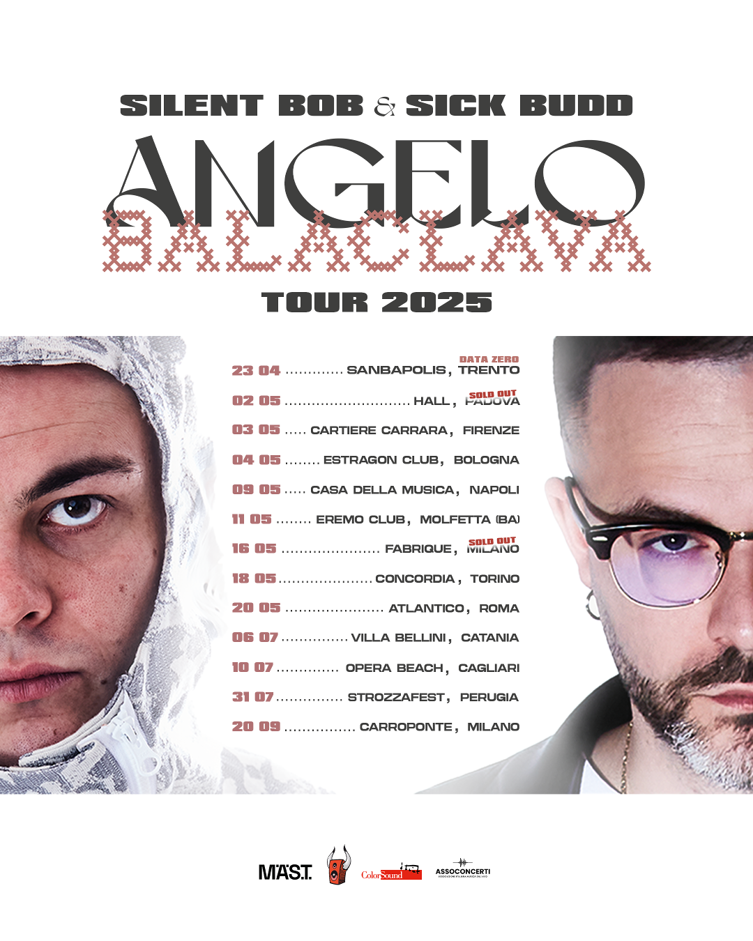 SILENT BOB e SICK BUDD: parte il 23 aprile da Trento “ANGELO BALACLAVA TOUR 2025” con Padova e Milano già SOLD OUT