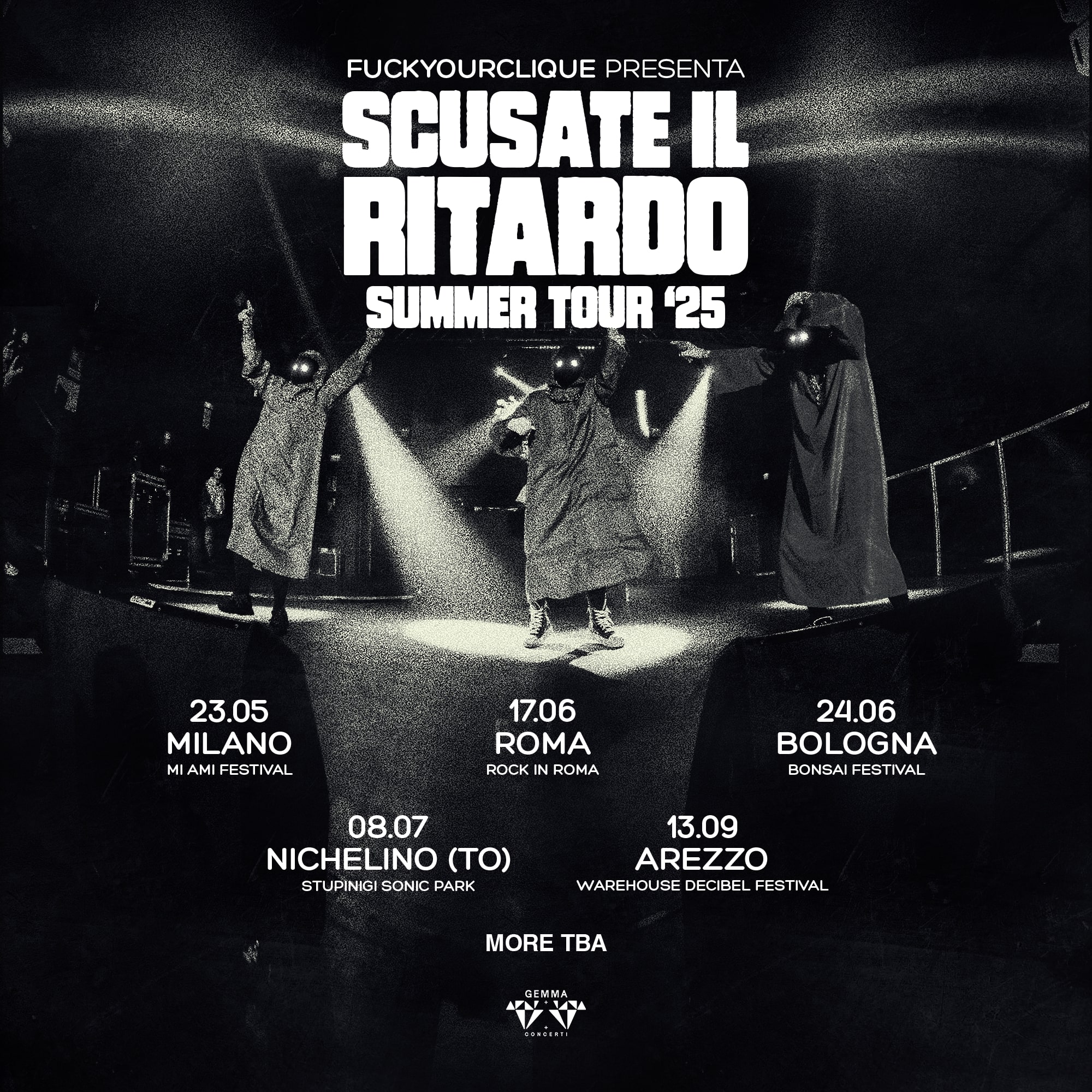 FUCKYOURCLIQUE_SCUSATE IL RITARDO SUMMER TOUR ’25, le date estive del collettivo romano