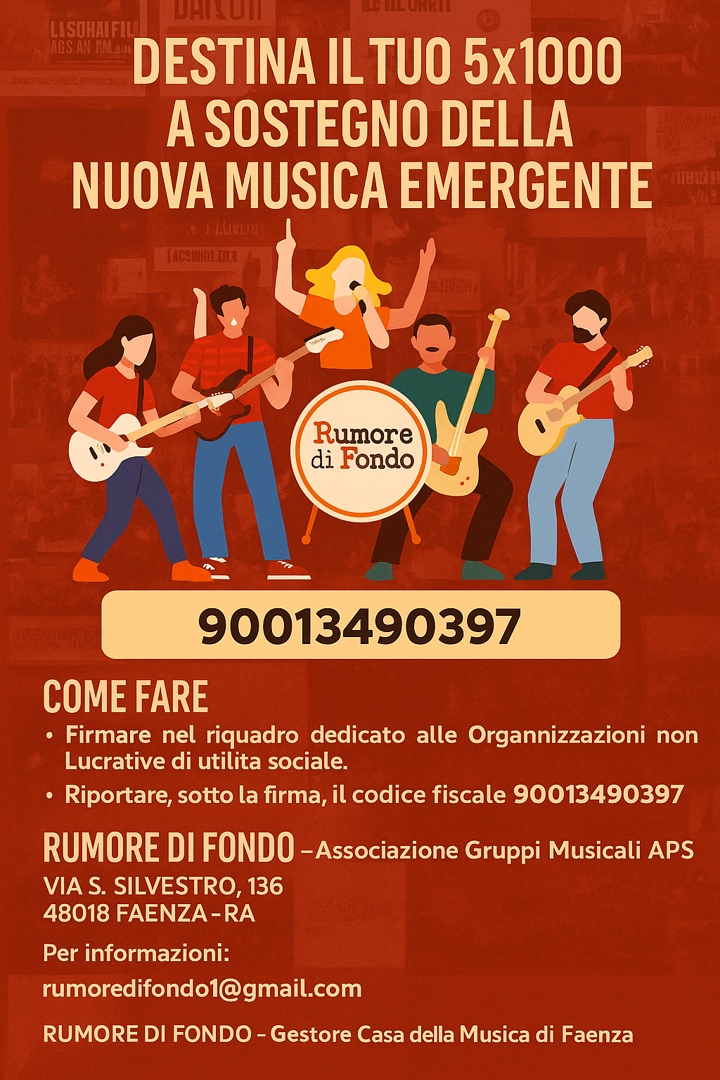 Dona il tuo 5×1000 a sostegno della nuova musica emergente