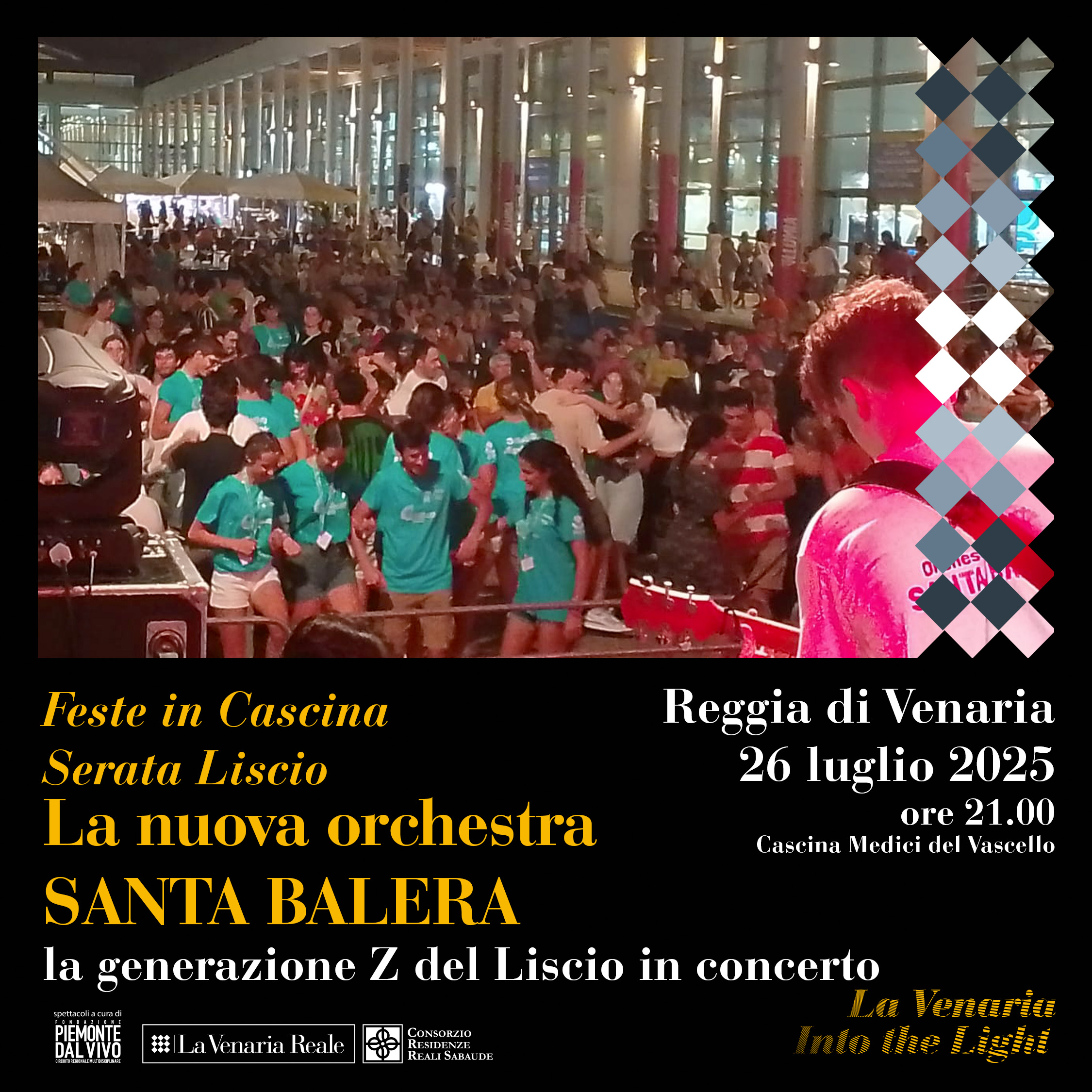 Dopo la lettera di Re Carlo ai Santa Balera , il collettivo di liscio in tour il sabato 26 luglio al Parco Venaria della Reggia Reale di Torino , il liscio arriva al parco reale