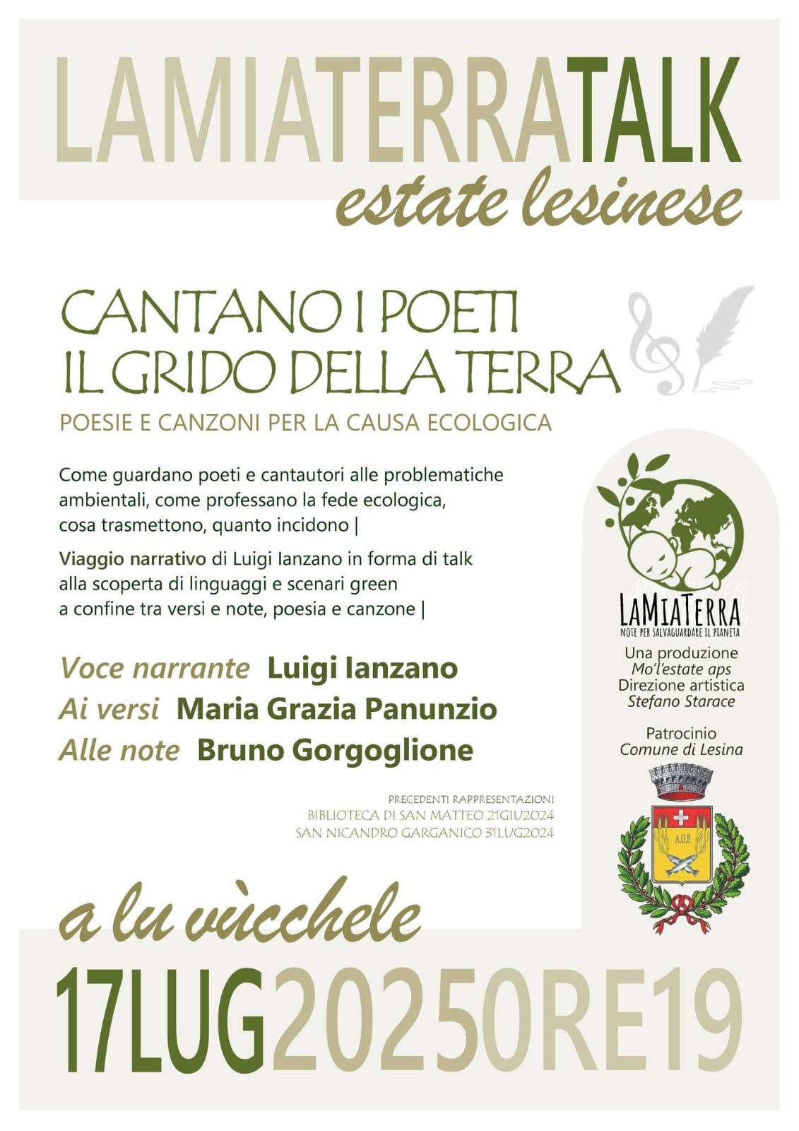 LAMIA TERRATALK – Estate lesinese Cantano i poeti il grido della Terra Poesie e canzoni per la causa ecologica
