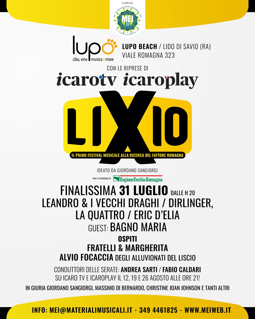 LIXIO: il 31 luglio la finalissima del primo festival musicale alla ricerca del “Fattore Romagna” al Bagno Lupo