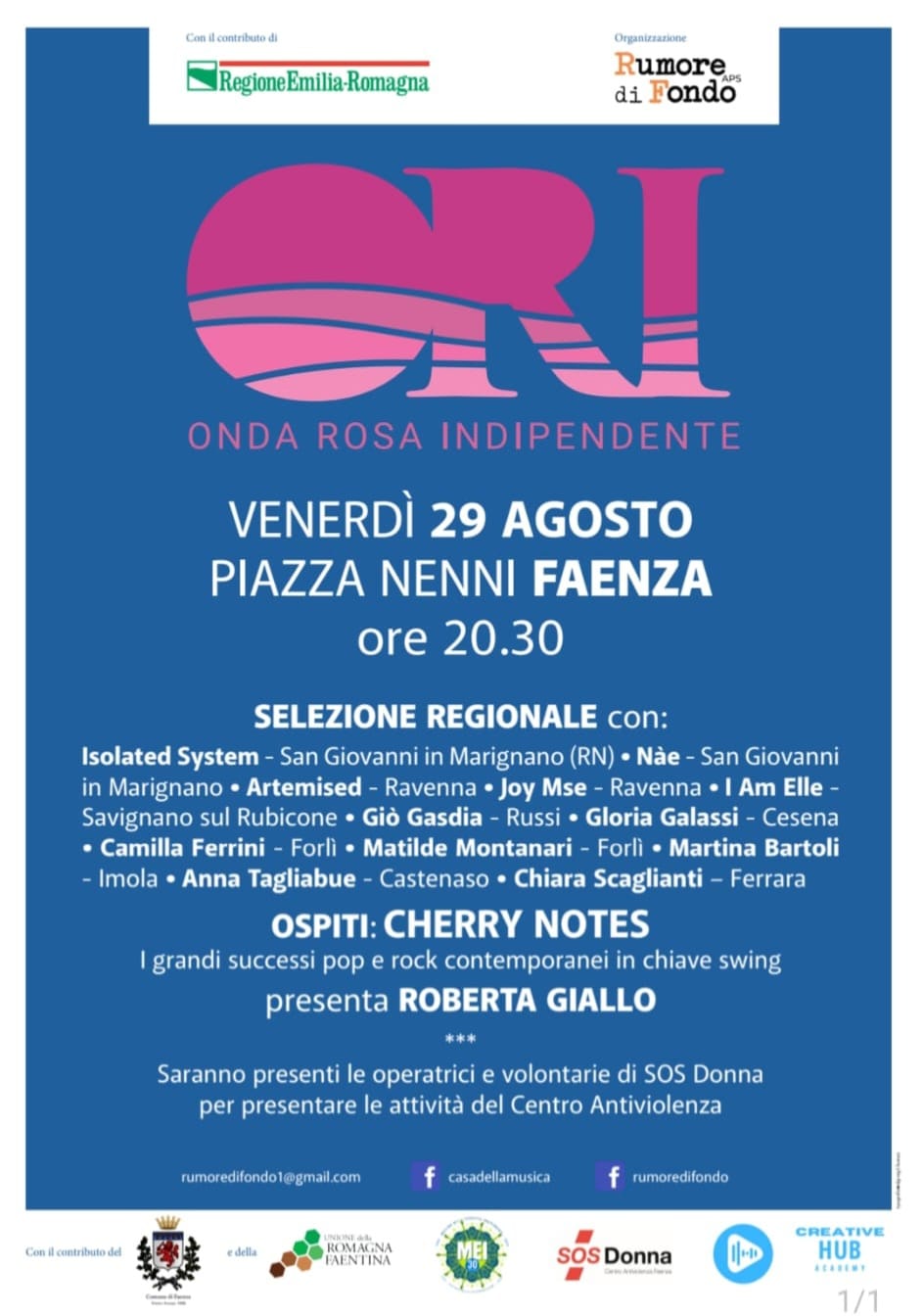 Onda Rosa Indipendente porta la musica emergente a Faenza: il 29 agosto in Piazza Nenni