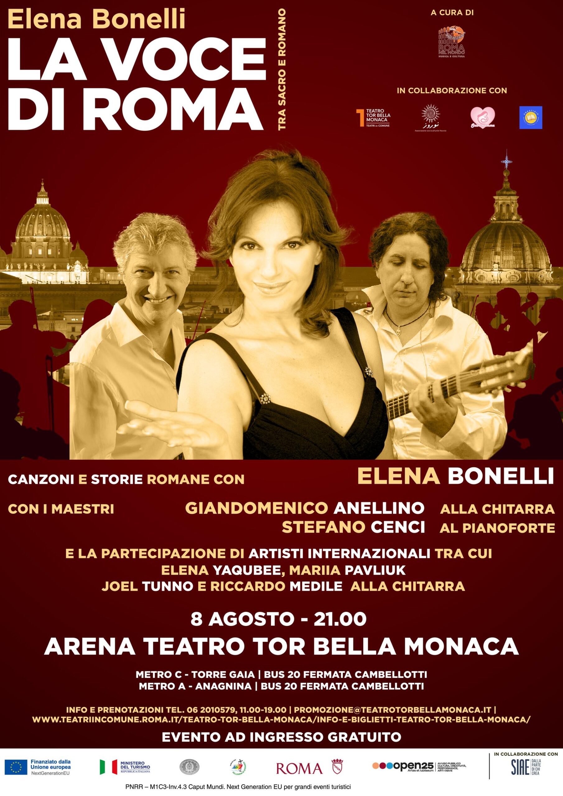 “LA VOCE DI ROMA. Tra sacro e romano” di Elena Bonelli, 8 agosto, 21.00, Arena Teatro Tor Bella Monaca