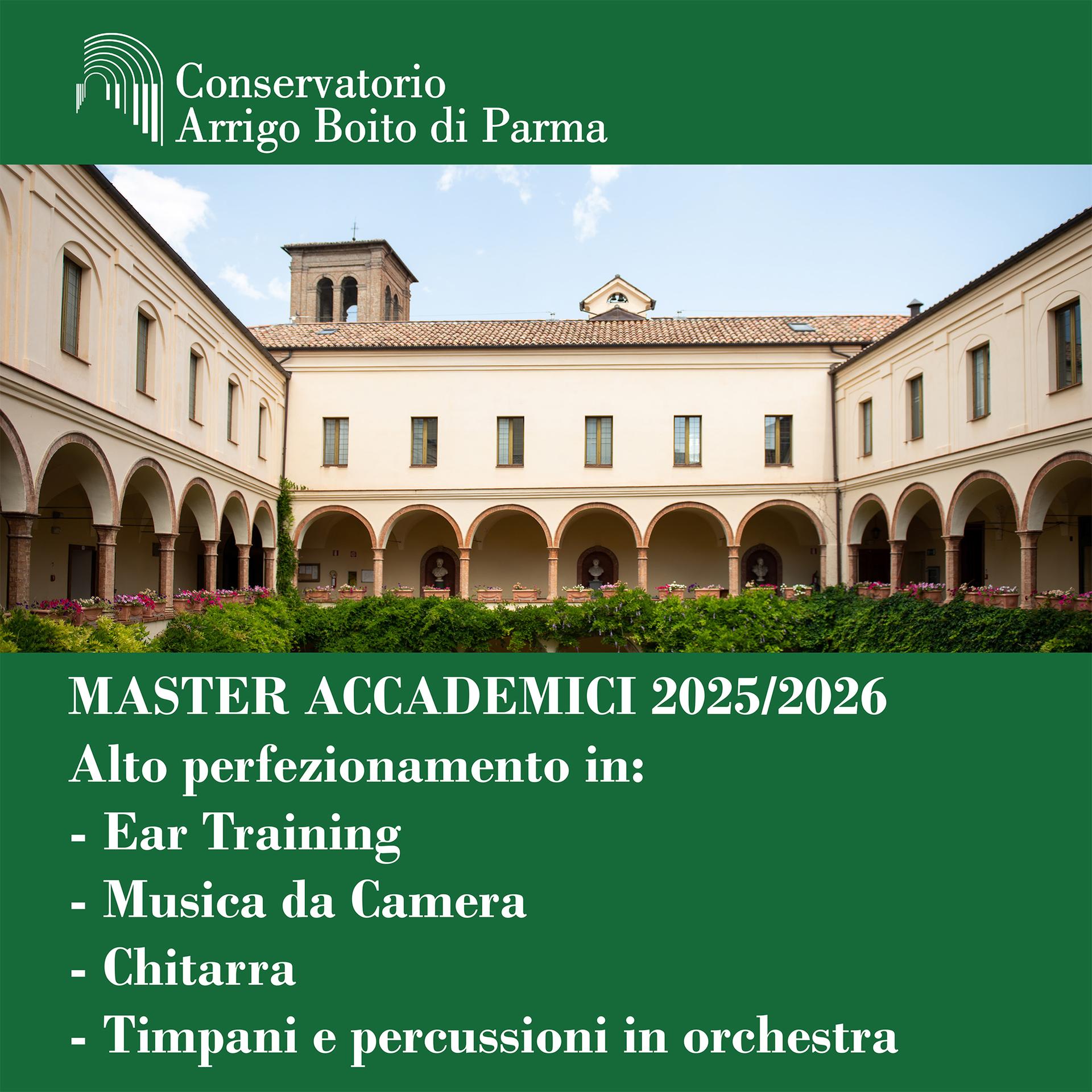 Conservatorio “Boito” di Parma: Master annuali di I e II livello A.A. 2025/26