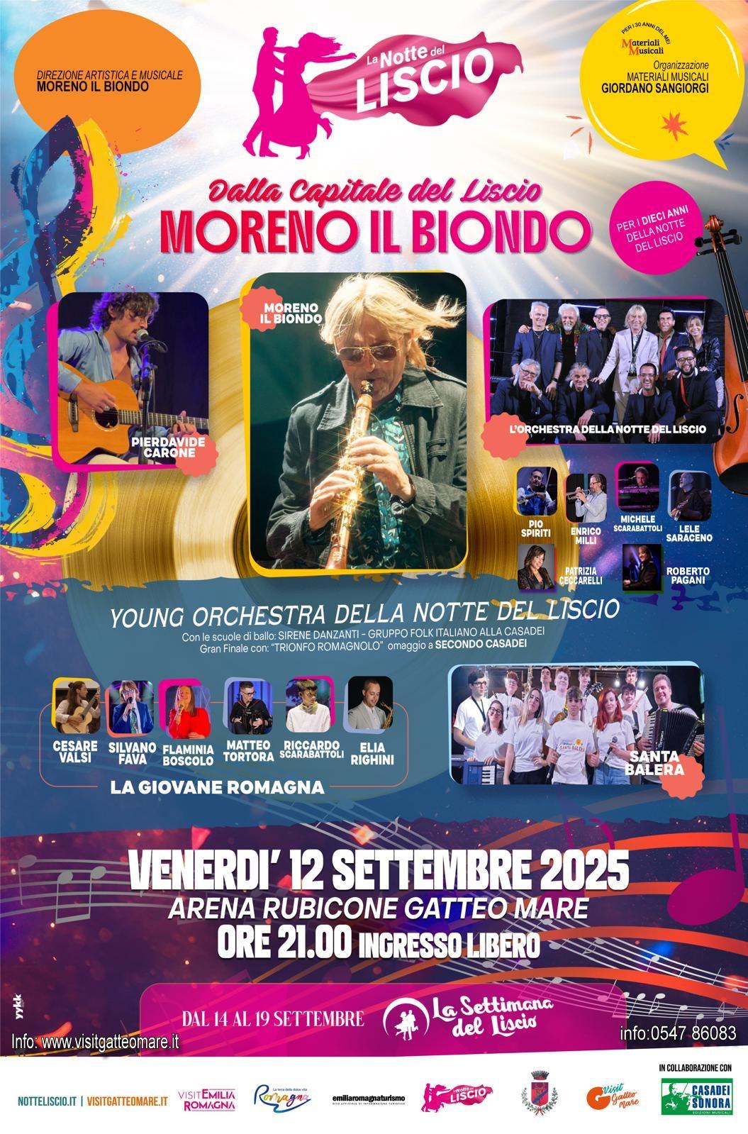 Venerdì 12 settembre Moreno il Biondo e Pierdavide Carone sul palco della serata conclusiva della 10° Notte del Liscio a Gatteo Mare