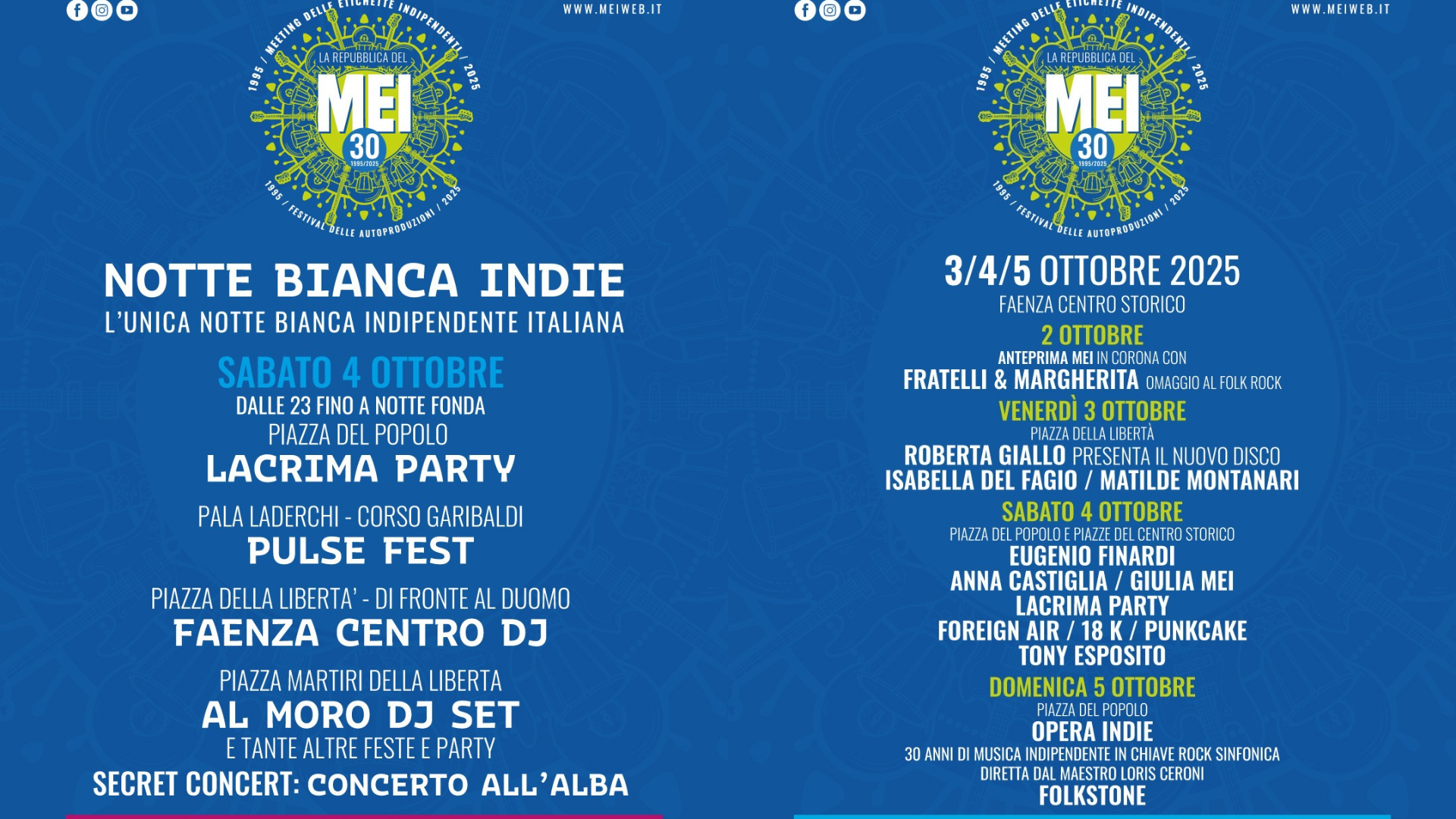 Faenza capitale della musica indipendente: arriva la Notte Bianca Indie e tantissimo altro per il MEI 2025 dal 2 al 5 ottobre