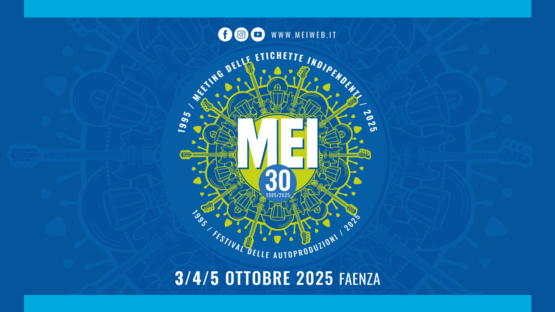 GRANDE ATTESA PER IL MEI DEI 30 ANNI : DAL VENERDÌ 3 A DOMENICA 5 OTTOBRE A FAENZA (RAVENNA)capitale della musica indipendente ed emergente italiana con anteprima giovedi 2 ottobre