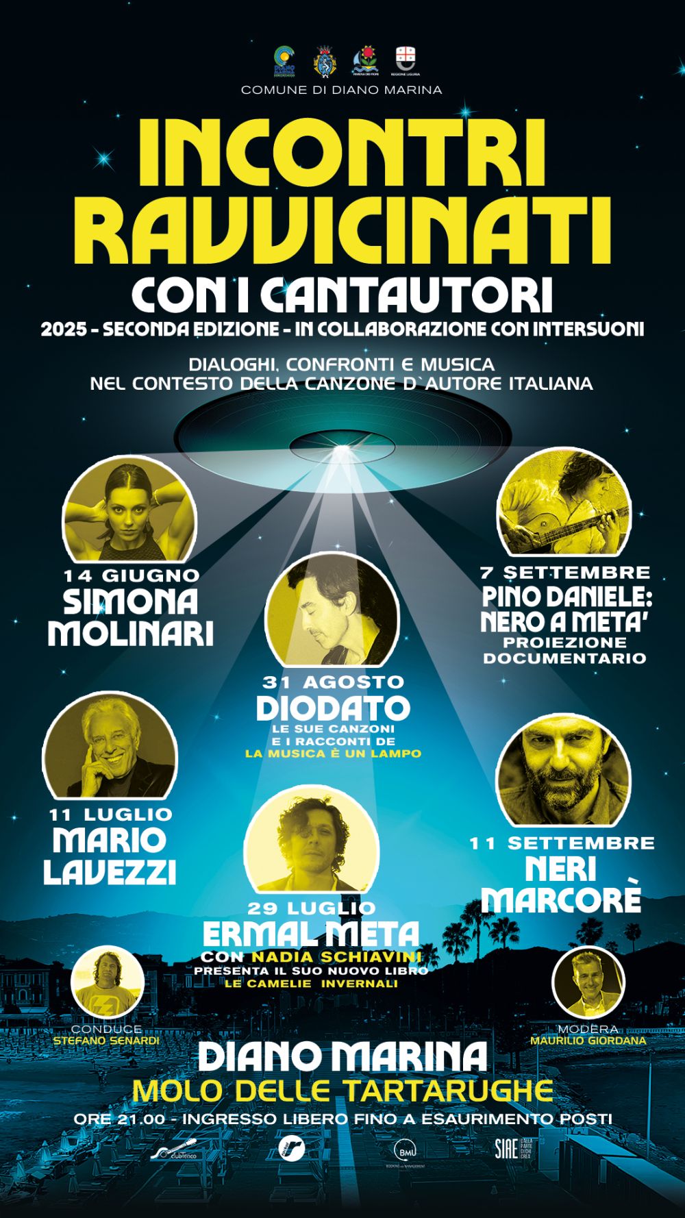 Dopo il grande successo dei primi appuntamenti di “INCONTRI RAVVICINATI CON I CANTAUTORI”, la rassegna ideata da Stefano Senardi prosegue il 7 settembre con la proiezione di “PINO DANIELE: NERO A METÀ” e si conclude l’11 settembre con NERI MARCORÈ