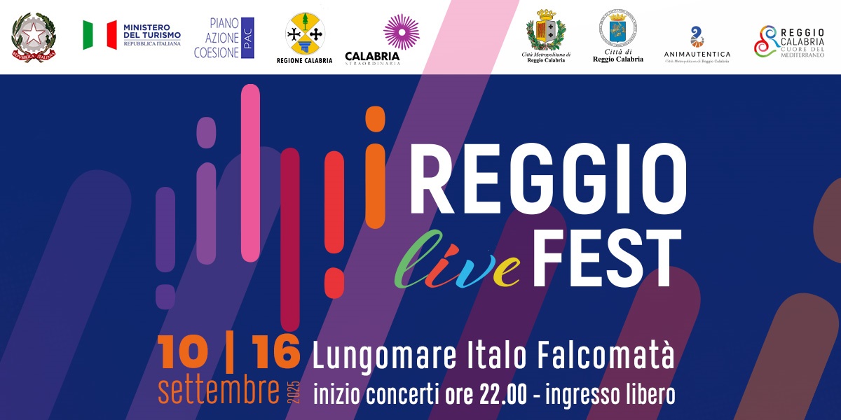 TUTTO PRONTO PER LA RAFFICA DI CONCERTI DEL “REGGIO LIVE FEST 2025” DAL 10 al 16 SETTEMBRE SUL LUNGOMARE FALCOMATA’ DI REGGIO
