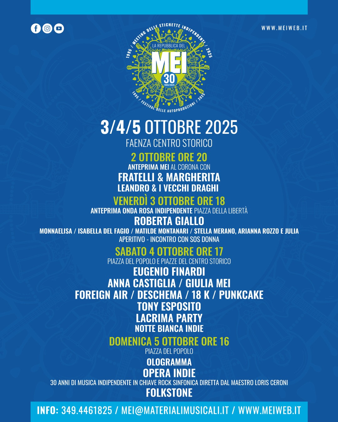 MEI 2025: a Faenza tre giorni per i 30 anni del festival della musica indipendente italiana, ecco i programmi!