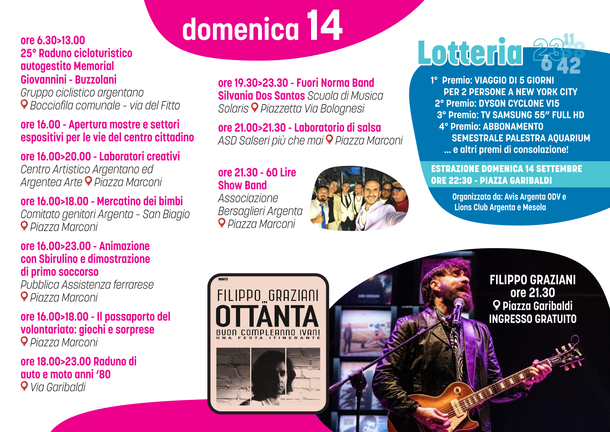 Fiera di Argenta: domenica 14 settembre arriva Filippo Graziani in Ottanta e canta Ivan Graziani