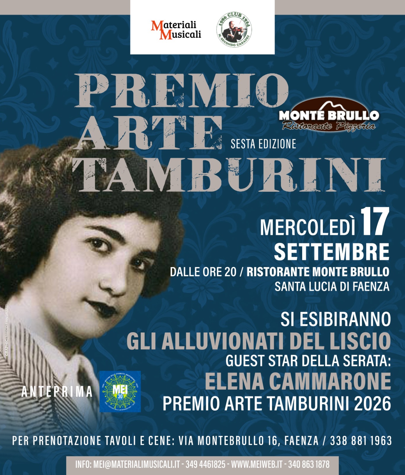 Torna il Premio Arte Tamburini: vince Elena Cammarone, tutti a Monte Brullo il 17 settembre con gli Alluvionati del Liscio