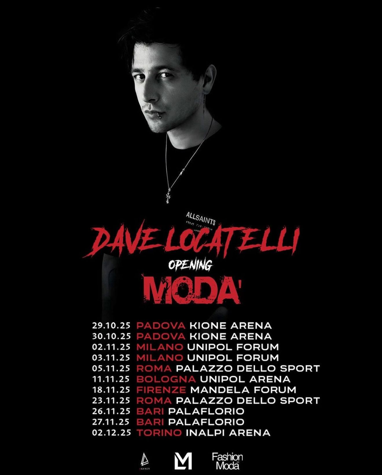 Il pianista crossover DAVIDE LOCATELLI, tra i musicisti italiani più seguiti sui social e noto per le sue contaminazioni uniche tra classica, pop e rock, aprirà i concerti del tour italiano dei Modà