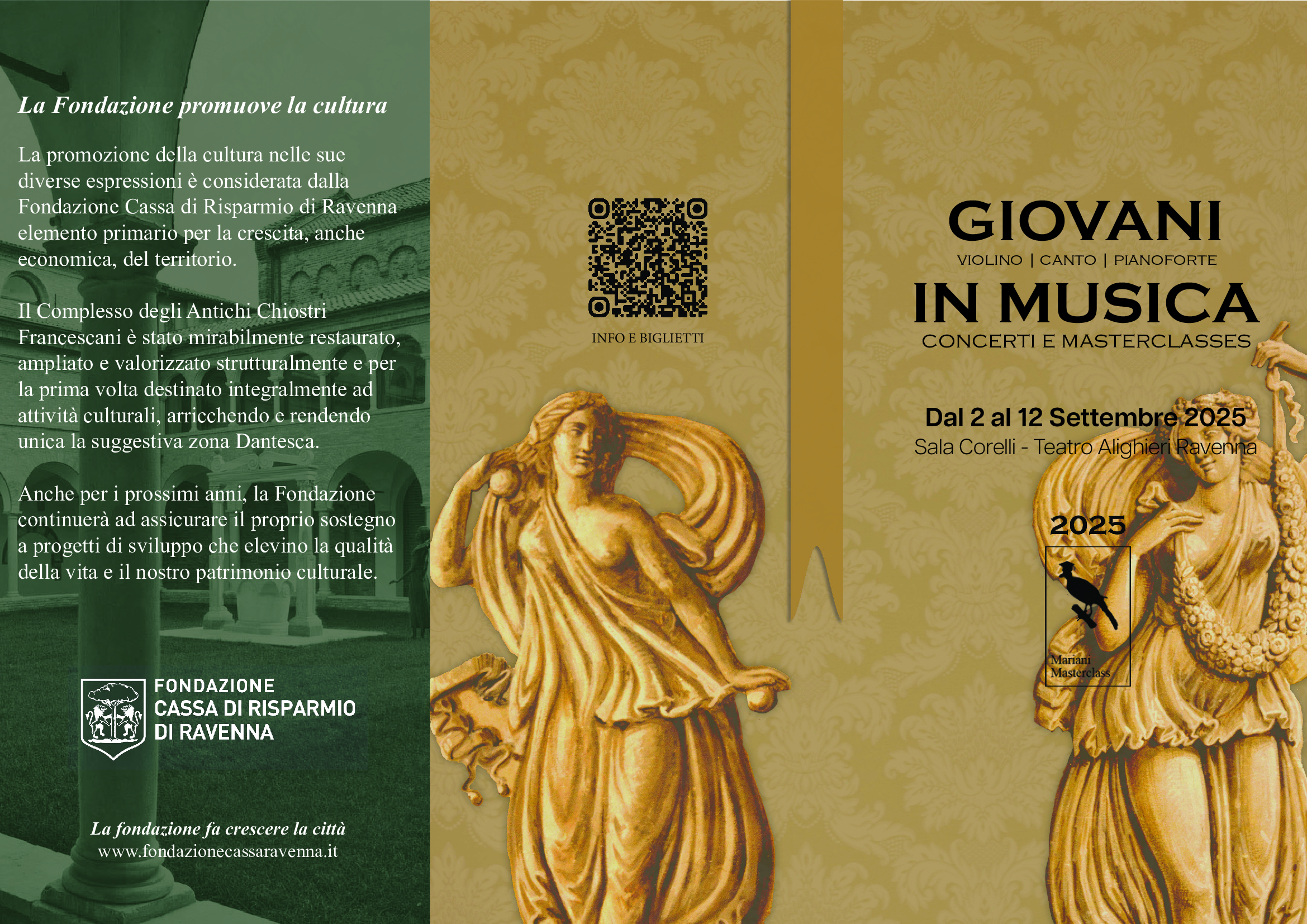 “Giovani in Musica”, Sala Corelli – Teatro Alighieri, 2 – 12 settembre 2025, Masterclasses e concerti