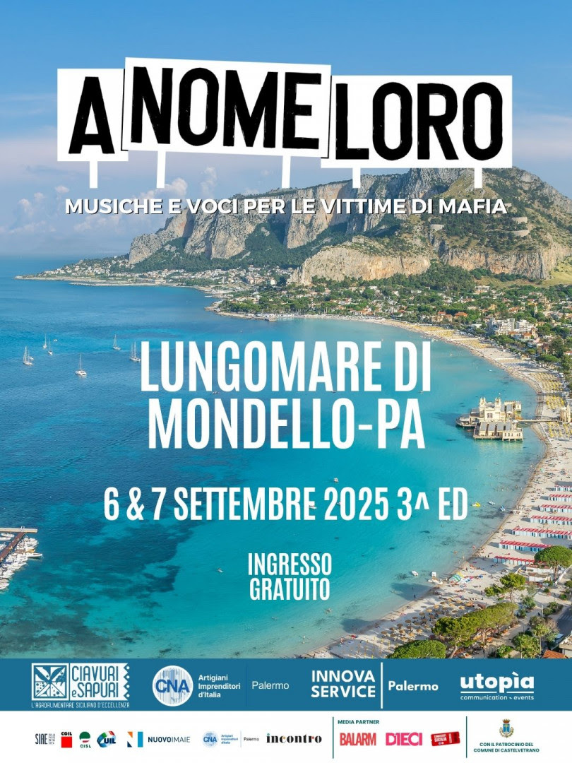 A NOME LORO 2025 – Musiche e voci per le vittime di mafia: la nuova line up dopo lo spostamento di data e luogo. DIMARTINO, ALMAMEGRETTA, DITONELLAPIAGA e molti altri il 6 e 7 settembre a Mondello (PA)