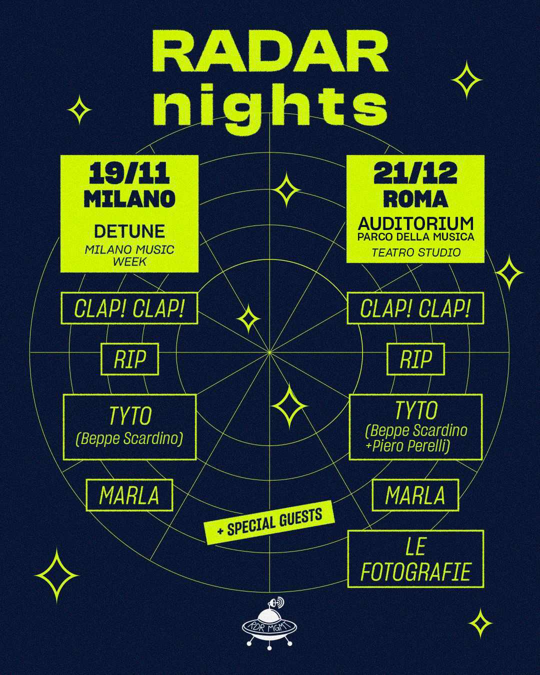 RADAR MGMT annuncia due RADAR Nights per festeggiare i primi quattro anni di attività a Milano e Roma
