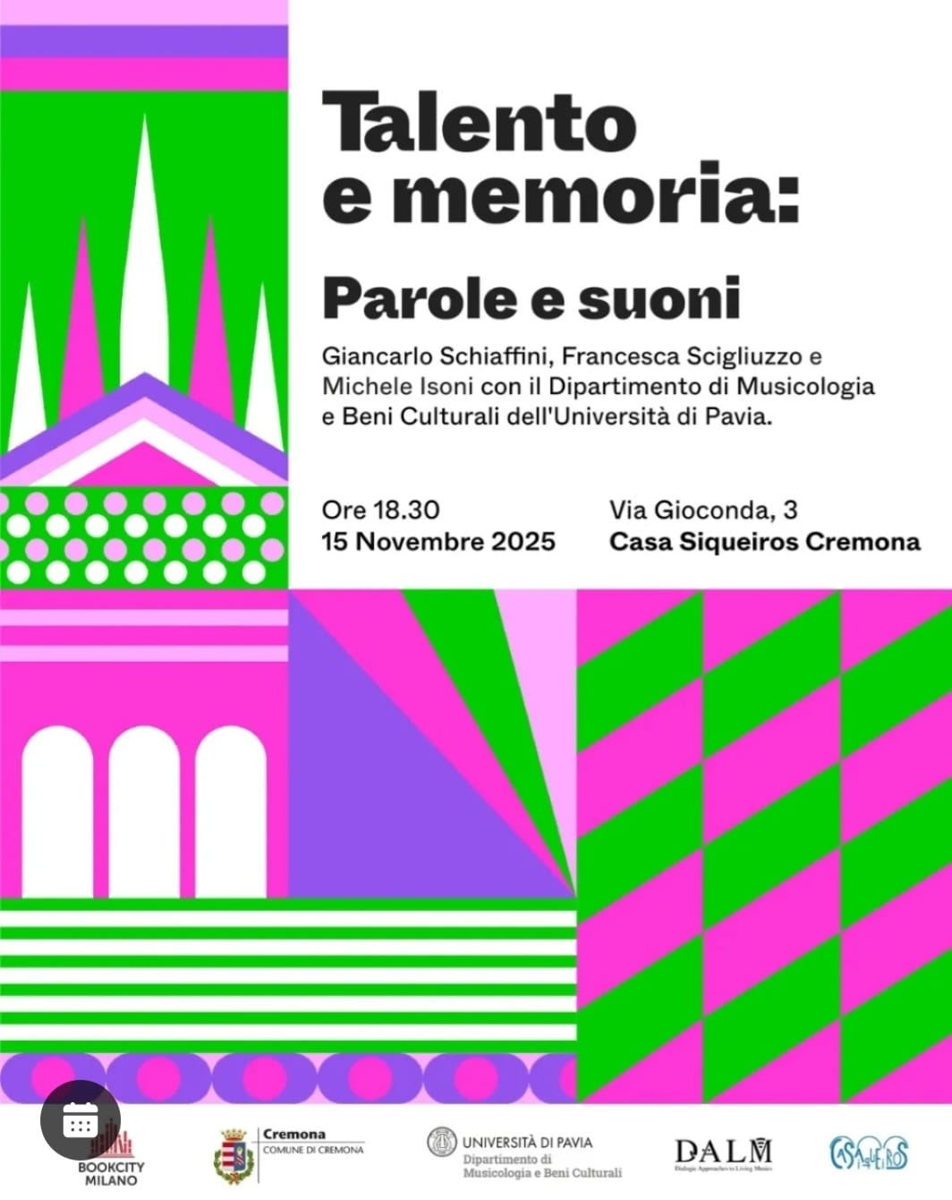 Cremona, 15 novembre — “Talento e memoria: parole e suoni” alla Casa Siqueiros