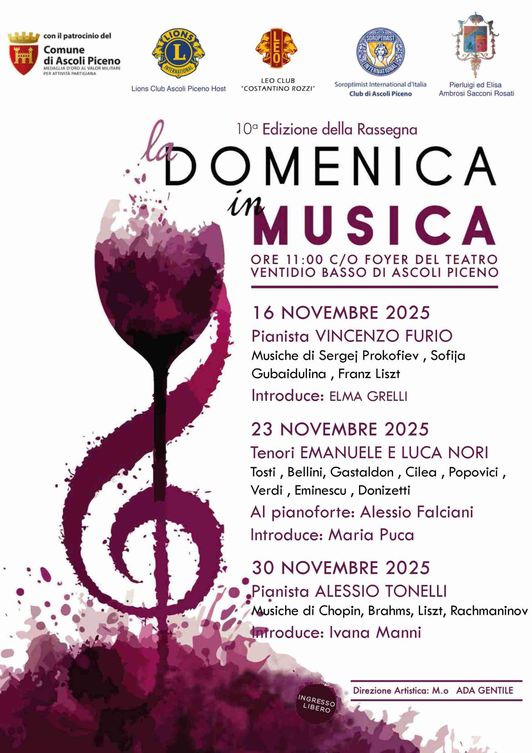 10^ edizione della rassegna di giovani concertisti “DOMENICA IN MUSICA” di Ascoli Piceno