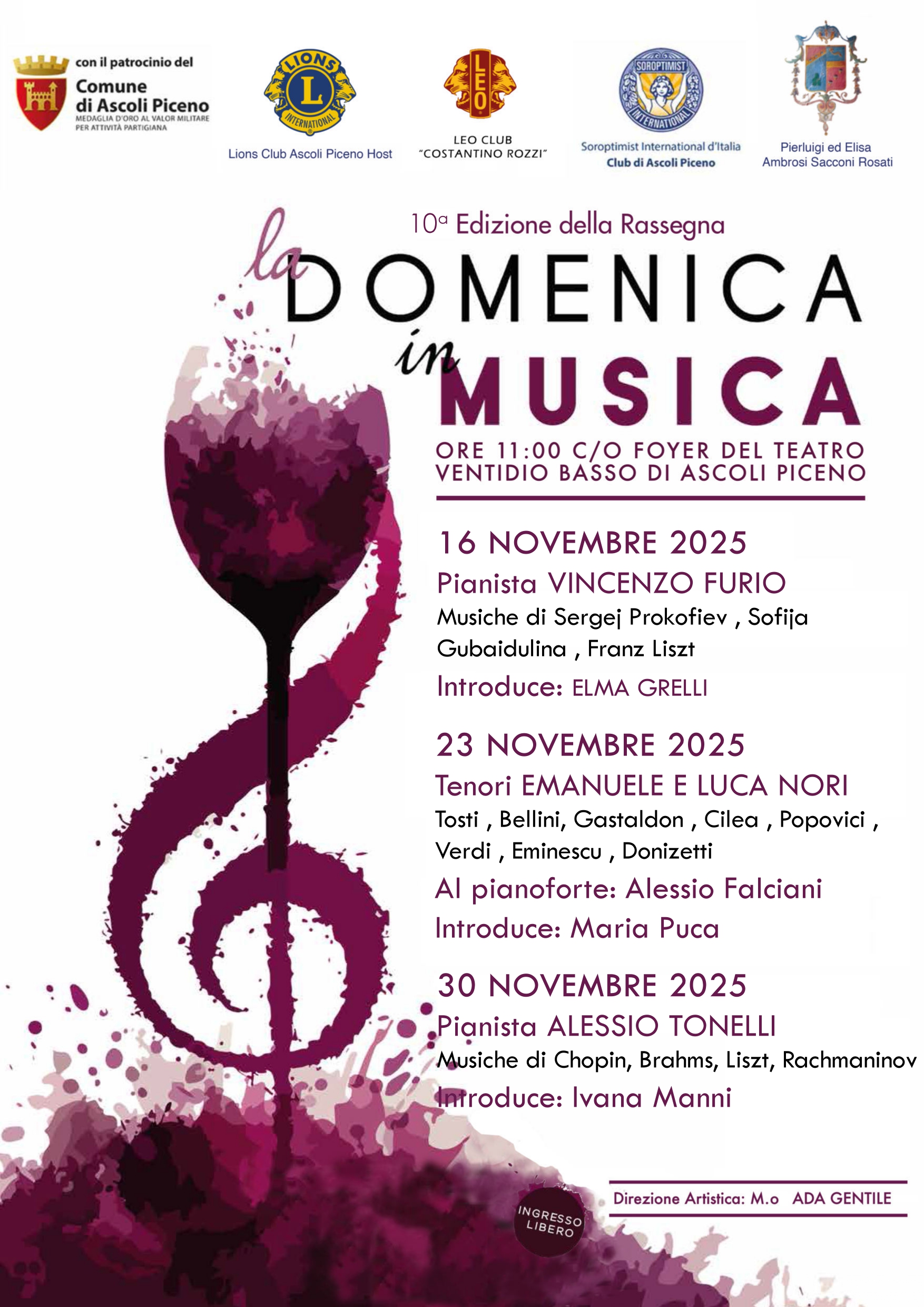 10^ edizione della rassegna di giovani concertisti “DOMENICA IN MUSICA” di Ascoli Piceno