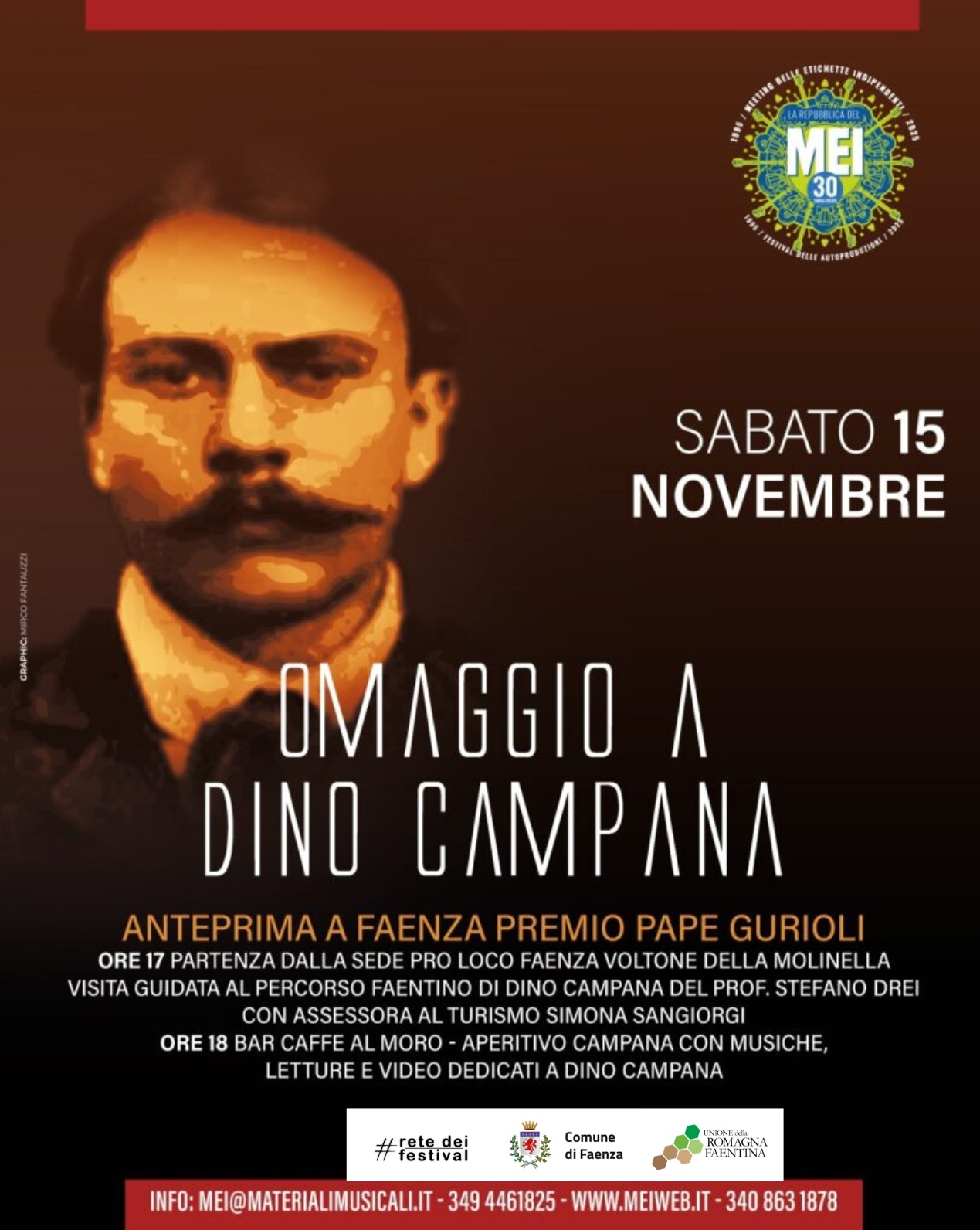 FAENZA RENDE OMAGGIO A DINO CAMPANA: Anteprima del Premio Pape Gurioli sabato 15 novembre  Un pomeriggio nel segno della poesia, dell’arte e della memoria.