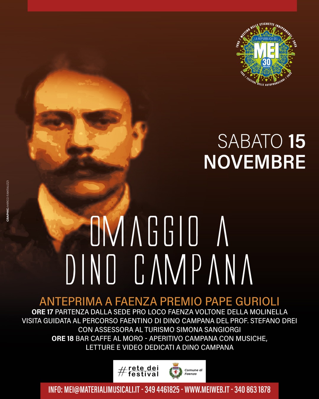 FAENZA RENDE OMAGGIO A DINO CAMPANA: Anteprima del Premio Pape Gurioli sabato 15 novembre  Un pomeriggio nel segno della poesia, dell’arte e della memoria.