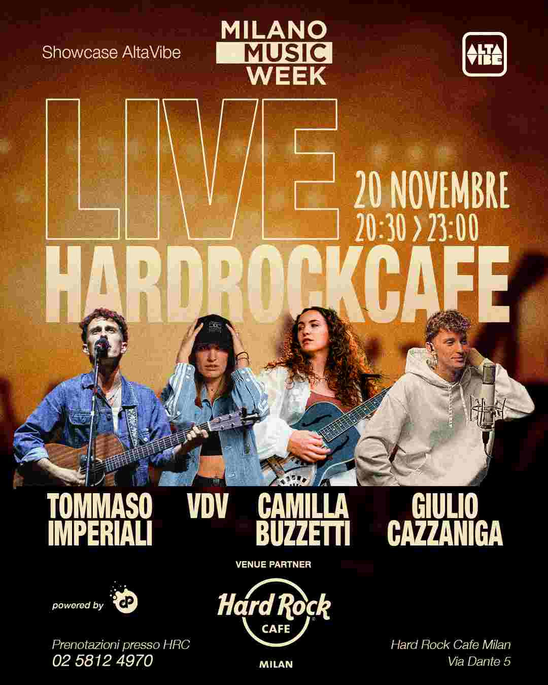 AltaVibe Music GIOVEDÌ 20 NOVEMBRE 2025 ALL’HARD ROCK CAFE PER LA MILANO MUSIC WEEK