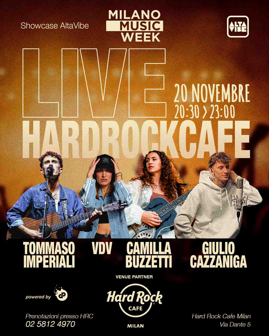 MILANO MUSIC WEEK: AltaVibe Music live all’Hard Rock Cafe – Giovedì 20/11