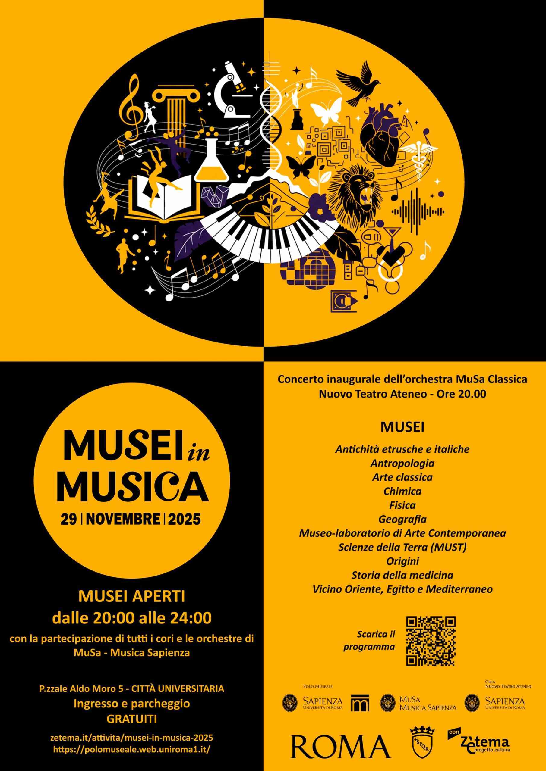 MUSEI IN MUSICA promosso dal Polo Museale Sapienza | Sabato 29 novembre 2025 | Dalle 20.00 alle 24.00 | Roma