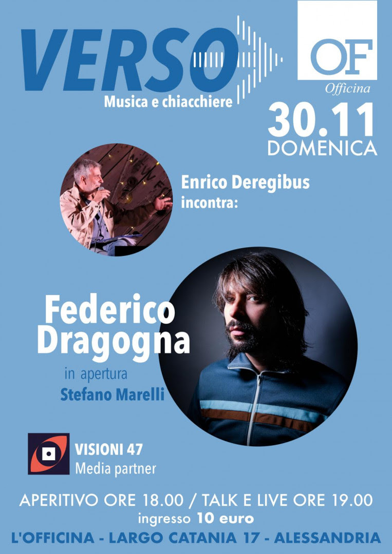 Federico Dragogna dei Ministri con Enrico Deregibus ad Alessandria tra musica e parole