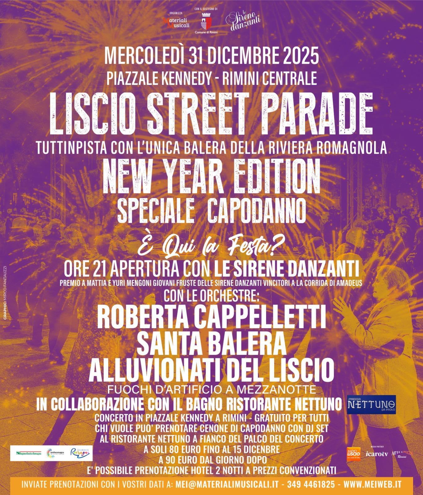 A Capodanno debutta la versione invernale della Liscio Street Parade: piazzale Kennedy diventa la capitale del folklore romagnolo