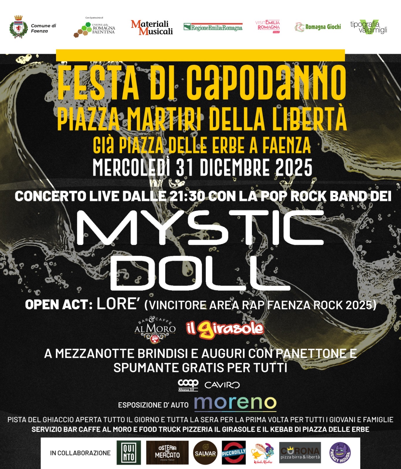 TORNA IL CAPODANNO ROCK A FAENZA, MERCOLEDI 31 DICEMBRE SUL PALCO DI PIAZZA DELLE ERBE CON MYSTIC DOLL E LORE’